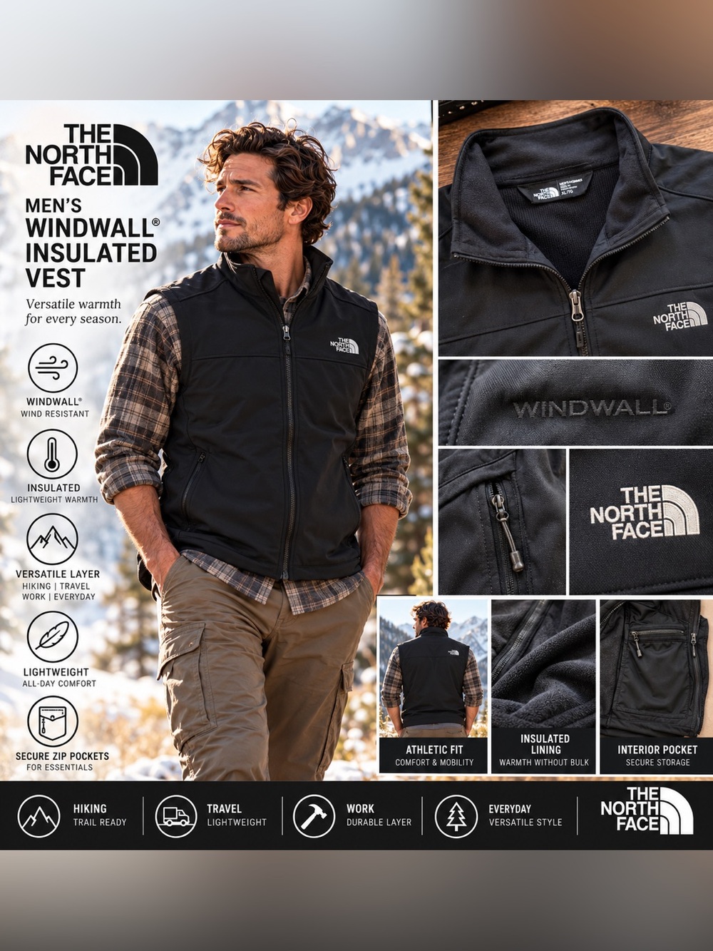 The North Face Men's Windwall Insulated Vest Black